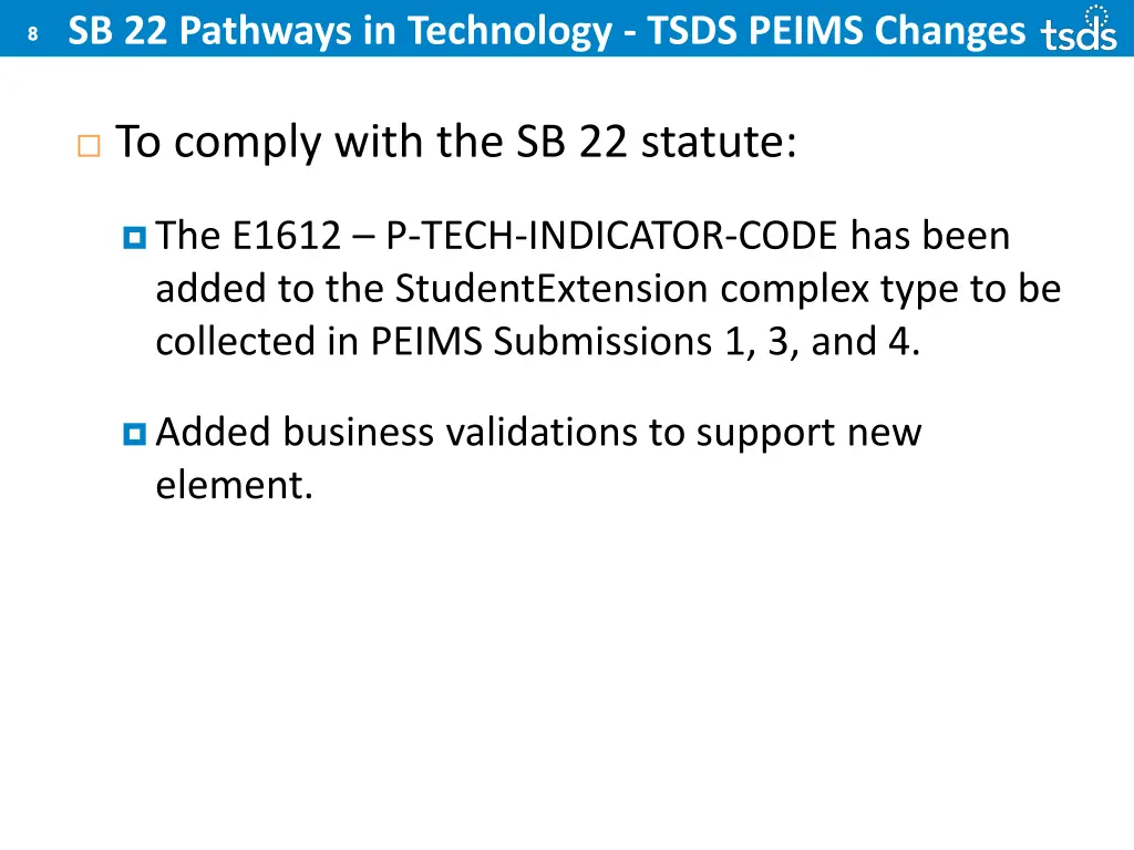 sb 22 pathways in technology tsds peims changes