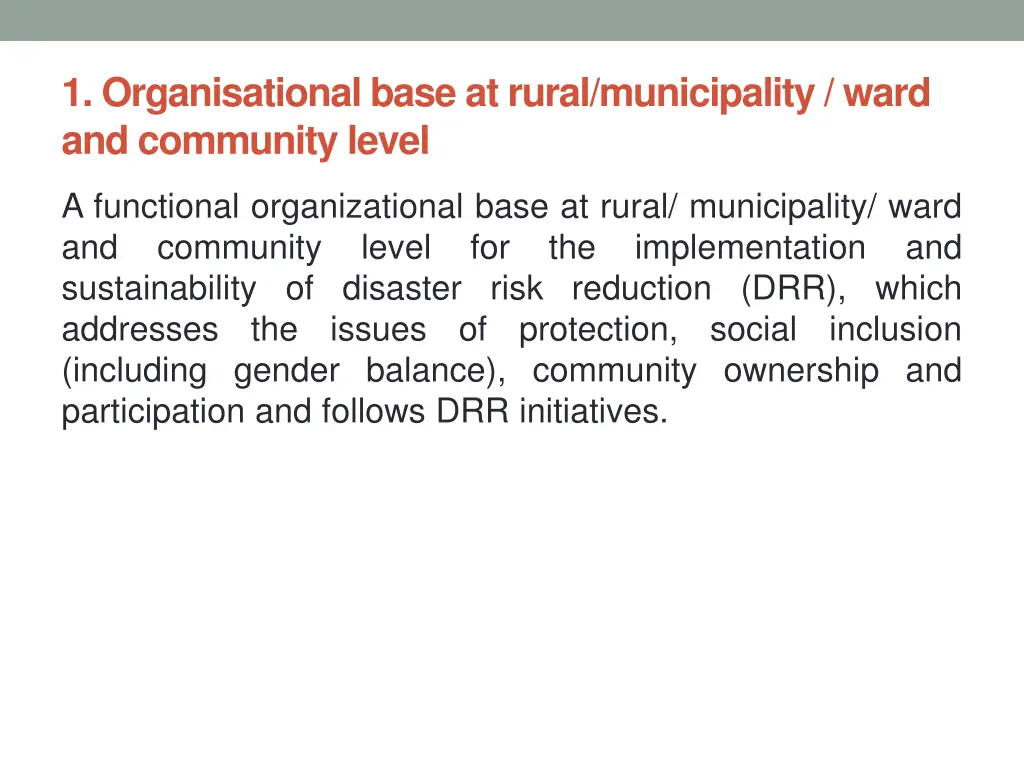 1 organisational base at rural municipality ward