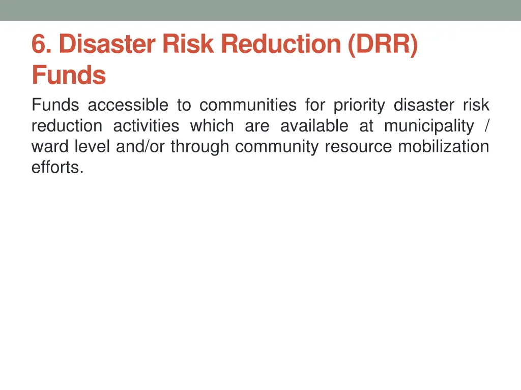 6 disaster risk reduction drr funds funds