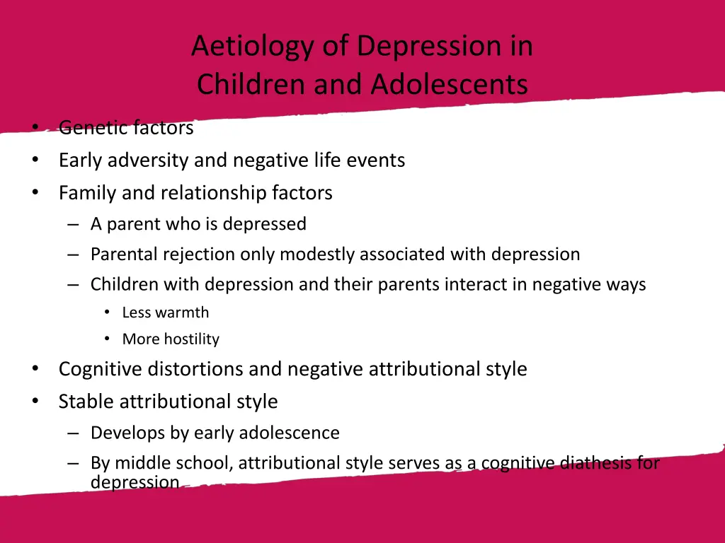 aetiology of depression in children