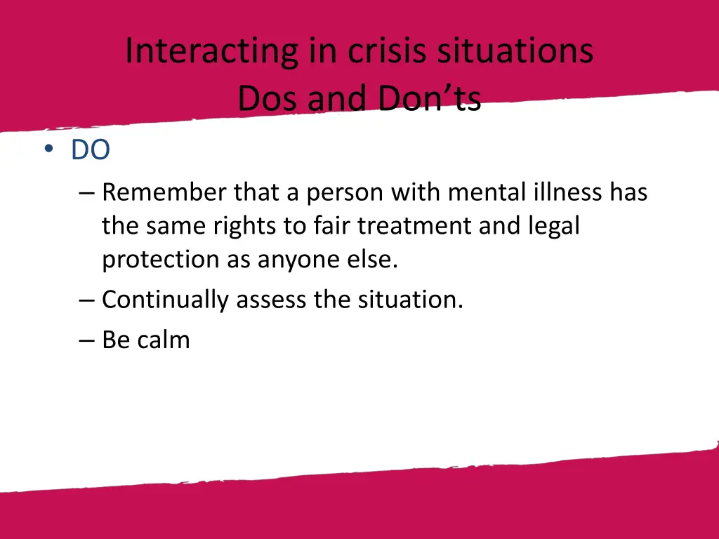 interacting in crisis situations dos and don ts