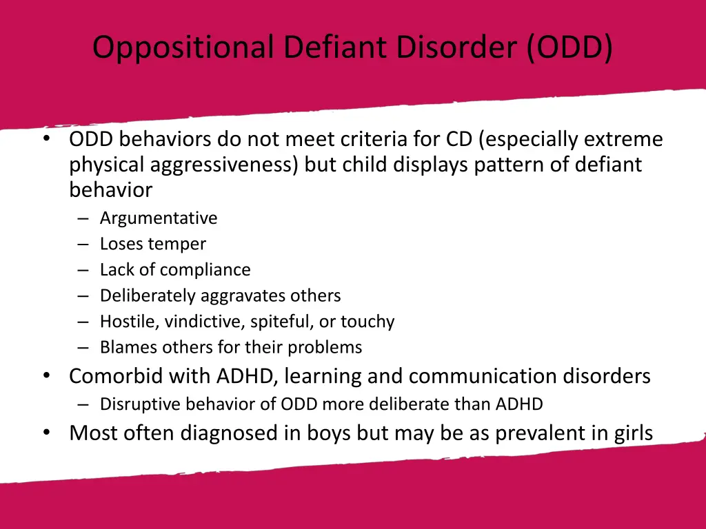 oppositional defiant disorder odd