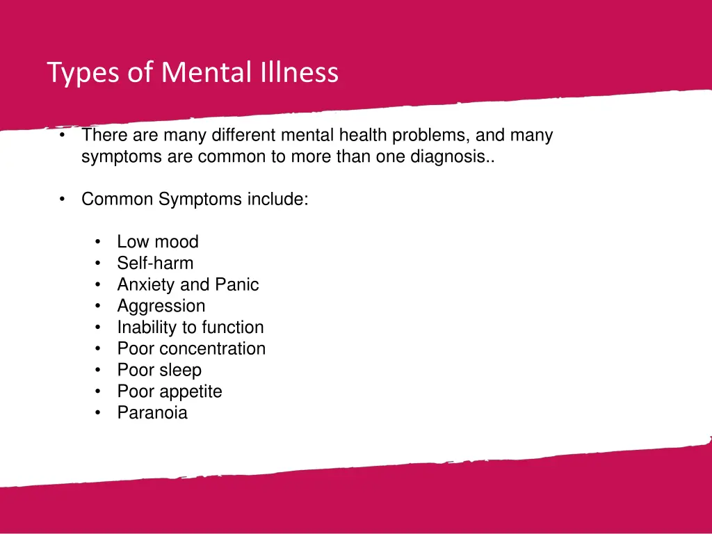 types of mental illness