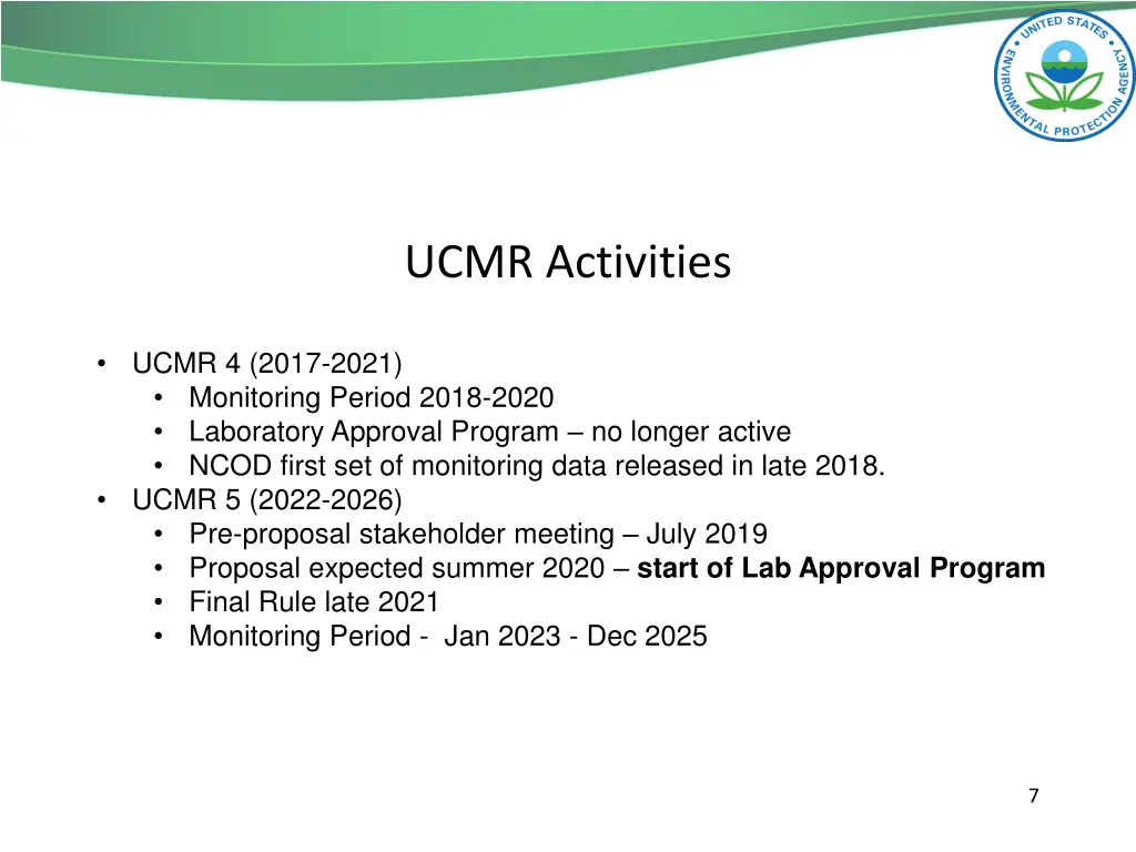 ucmr activities