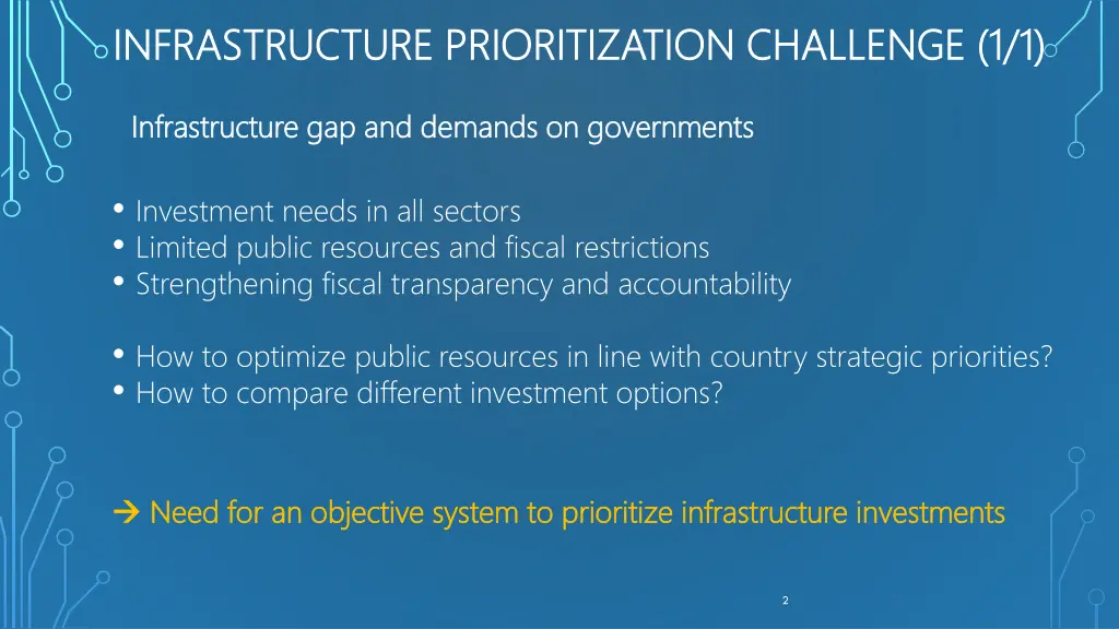 infrastructure prioritization challenge