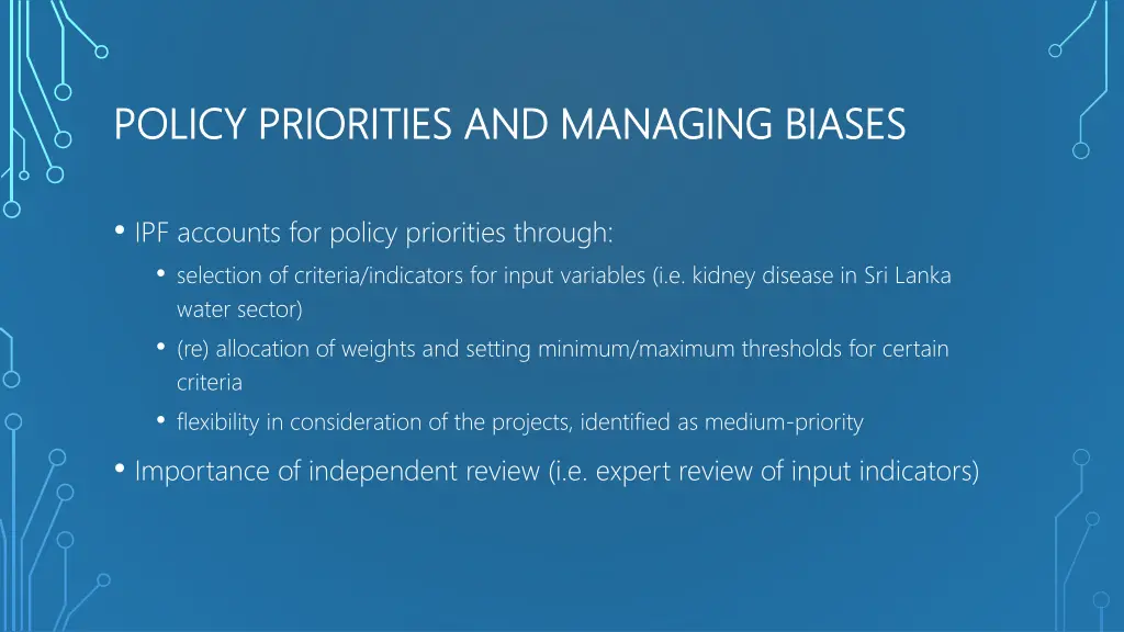 policy priorities and managing biases policy