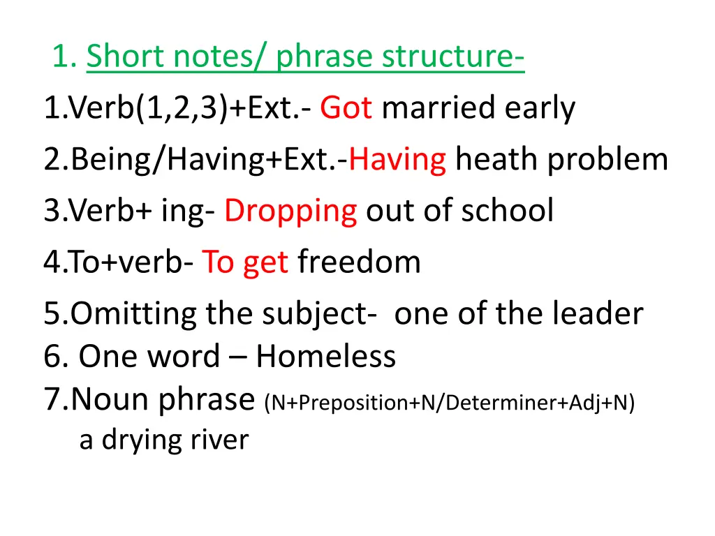 1 short notes phrase structure 1 verb