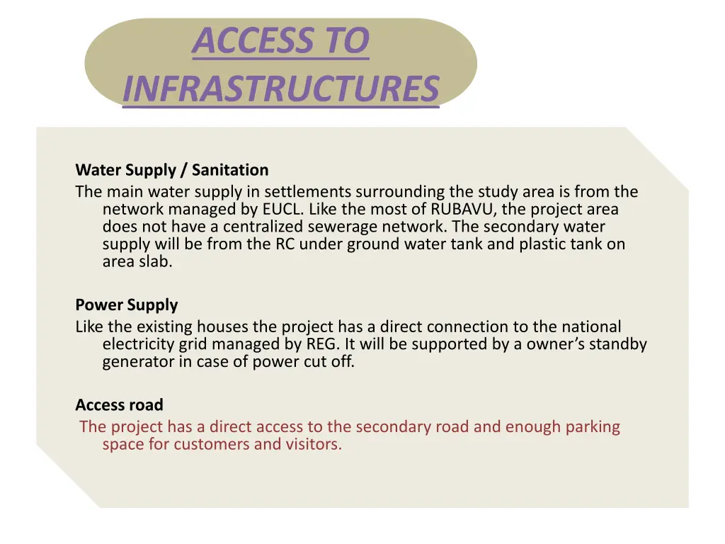 access to infrastructures