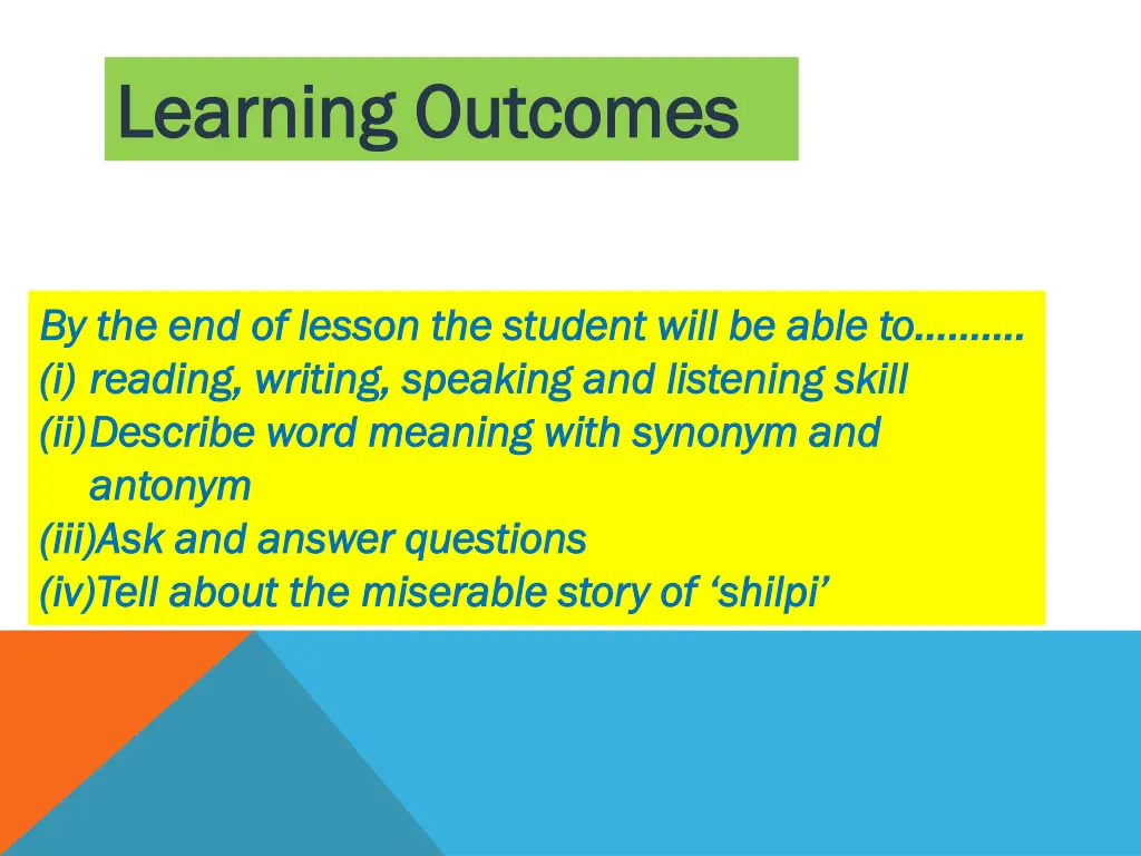 learning outcomes learning outcomes