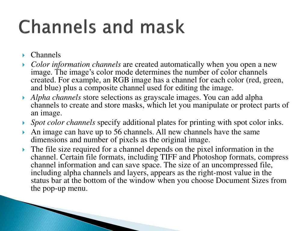 channels color information channels are created