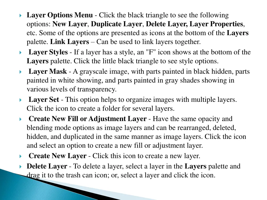 layer options menu click the black triangle