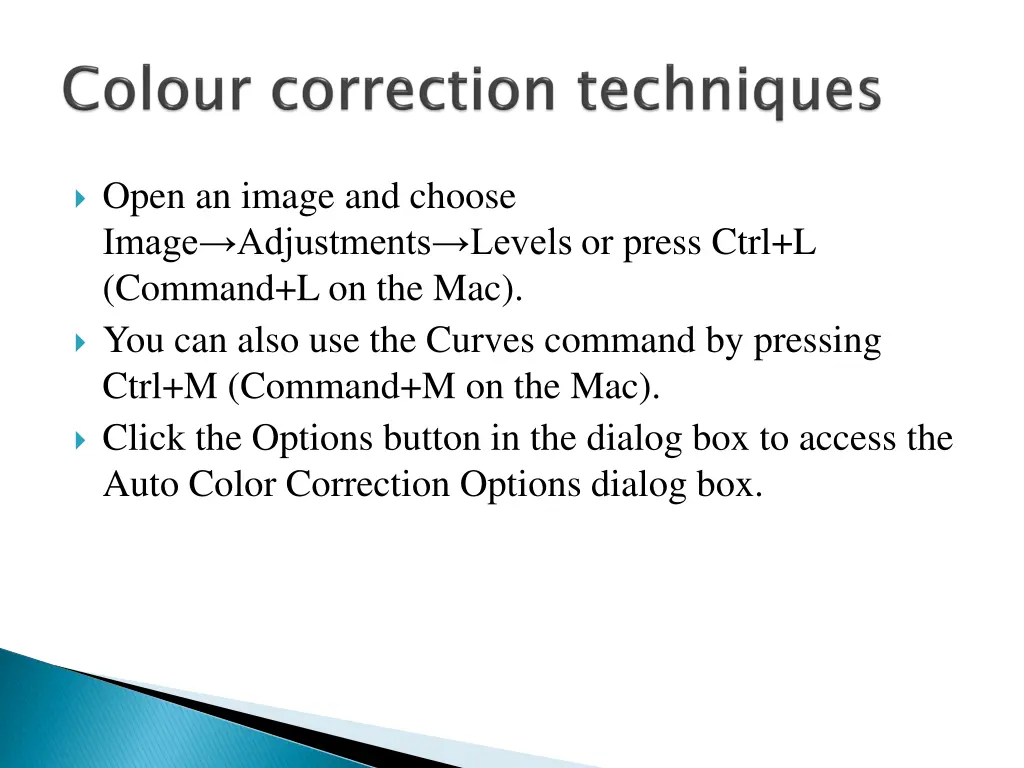 open an image and choose image adjustments levels