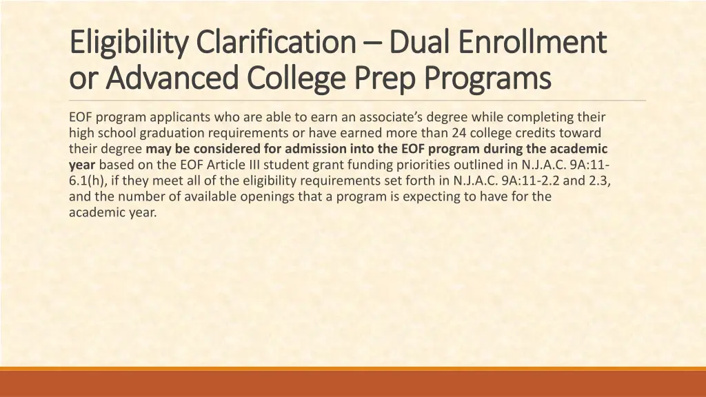 eligibility clarification eligibility