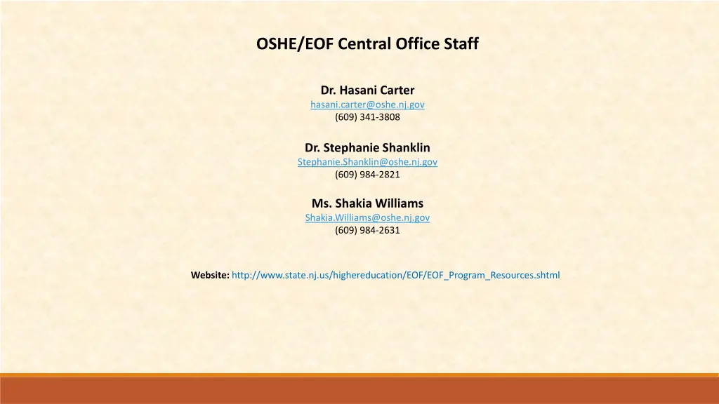 oshe eof central office staff