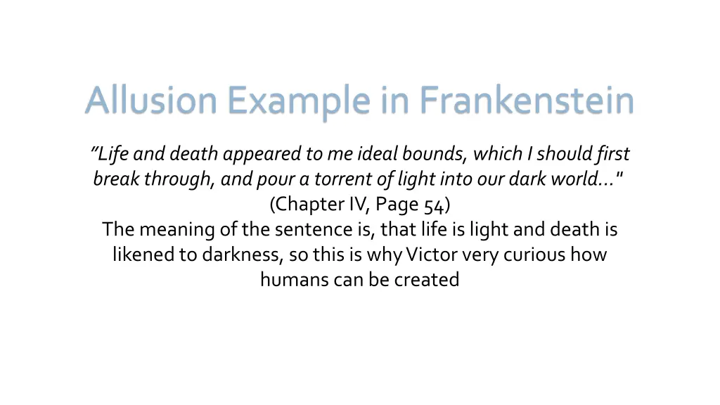 allusion example in frankenstein