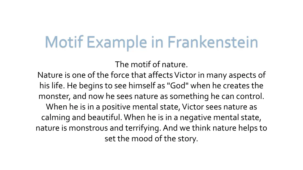 motif example in frankenstein