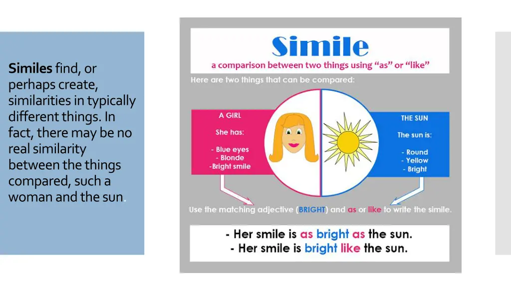 similes find or perhaps create similarities