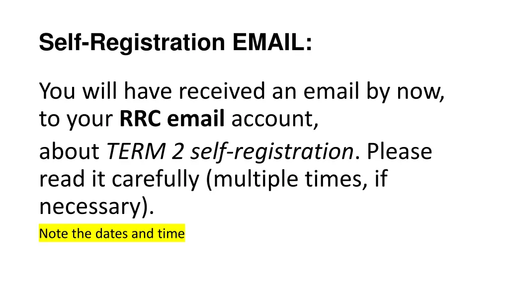 self registration email