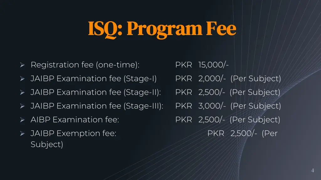 isq program fee isq program fee