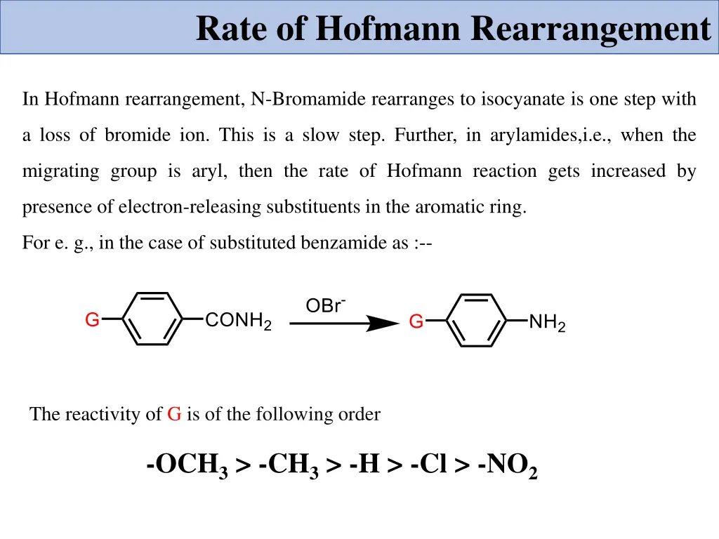 rate of hofmann rearrangement