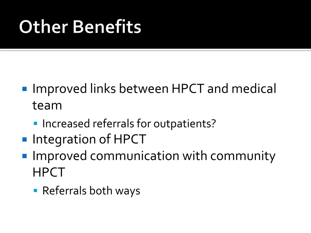 improved links between hpct and medical team