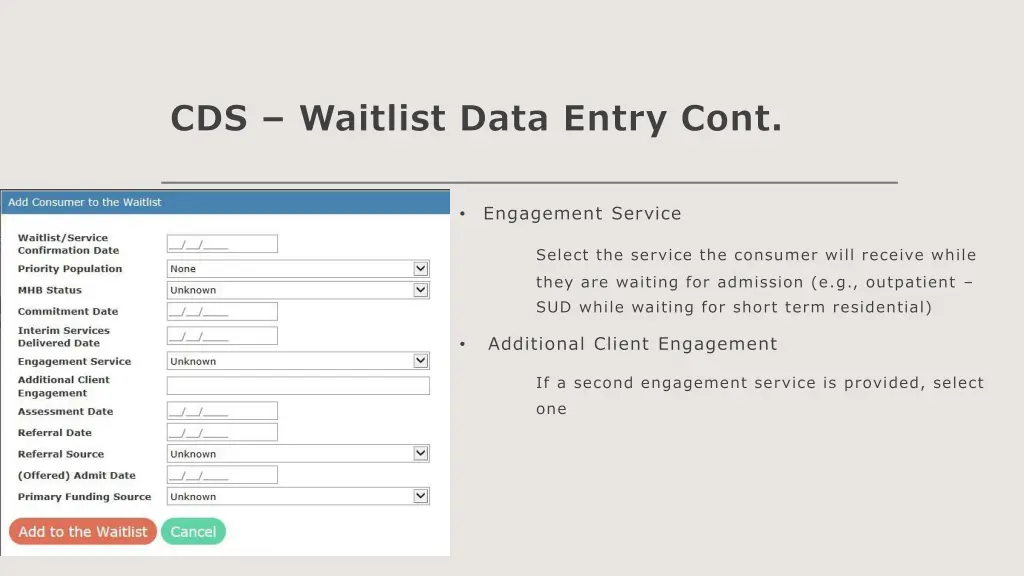 cds waitlist data entry cont 3