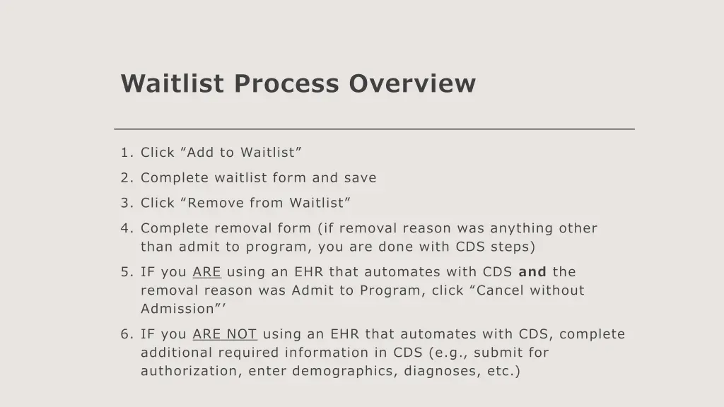 waitlist process overview