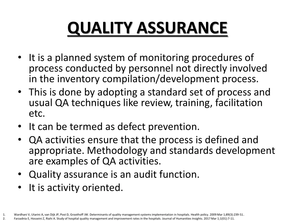 quality assurance