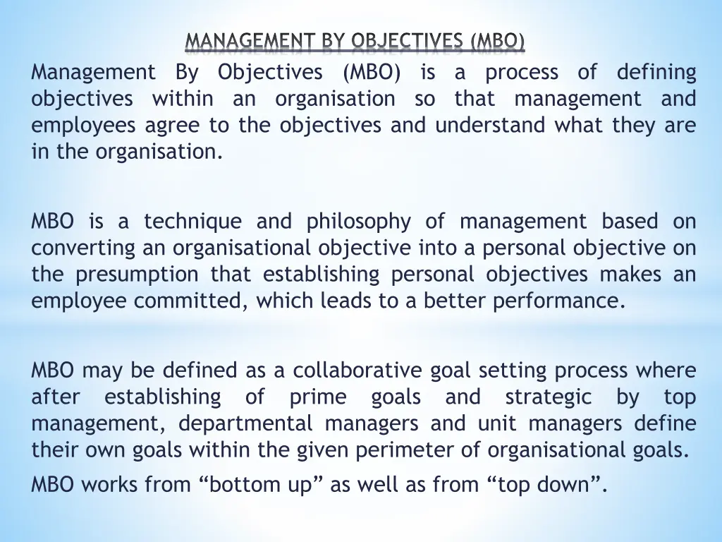 management by objectives mbo