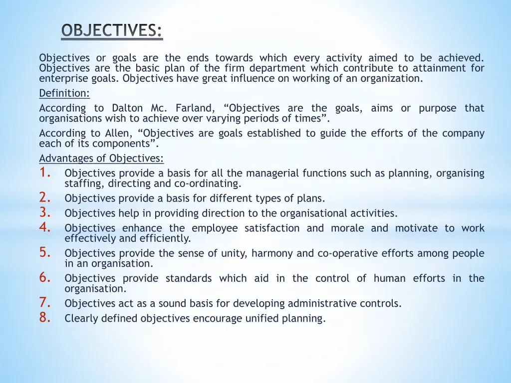 objectives