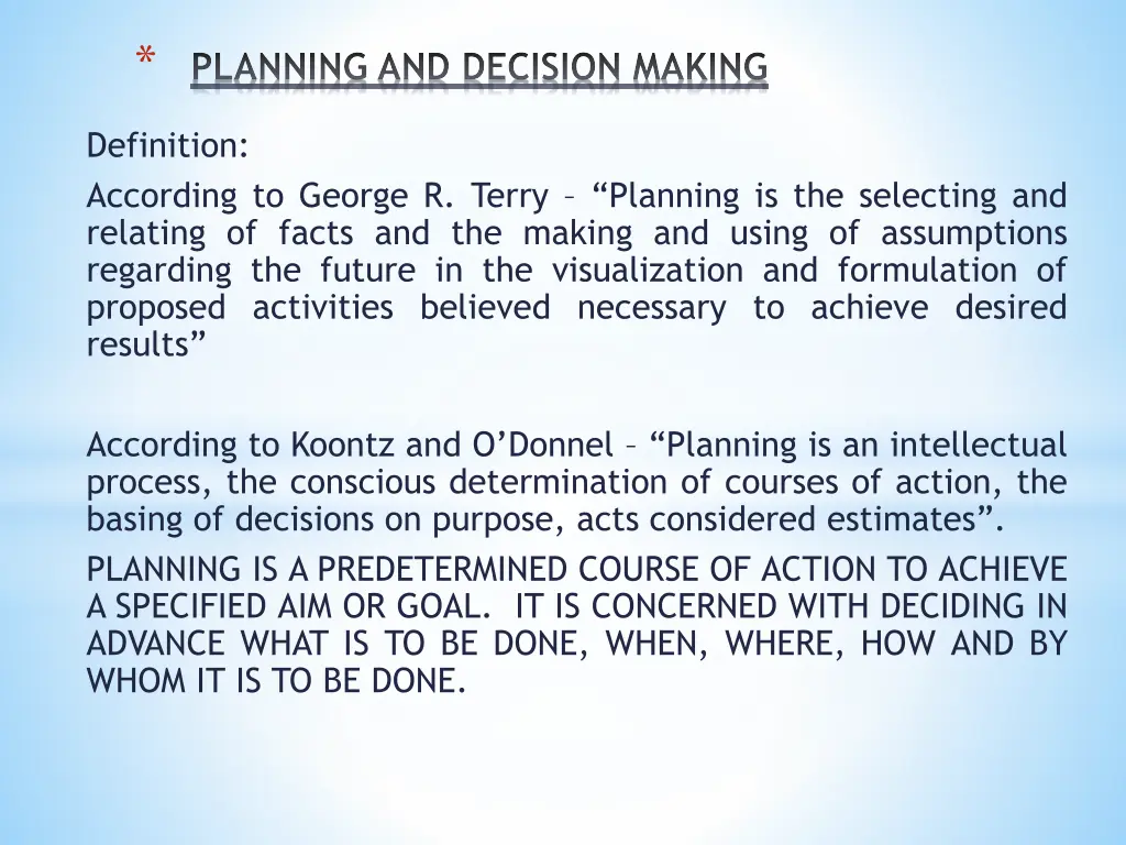 planning and decision making 1