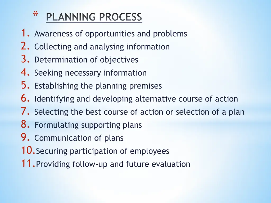 planning process