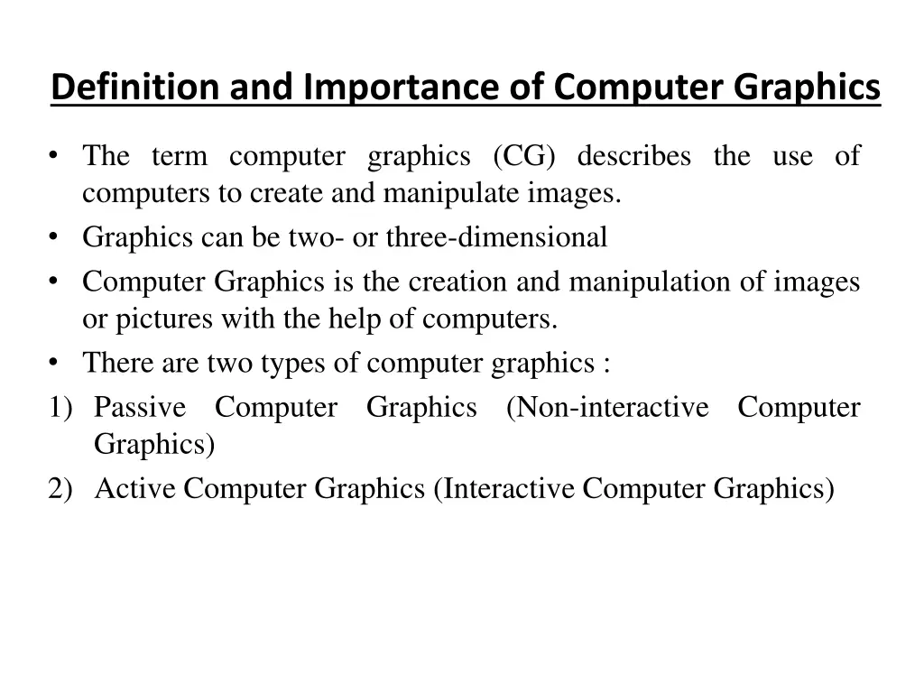 definition and importance of computer graphics