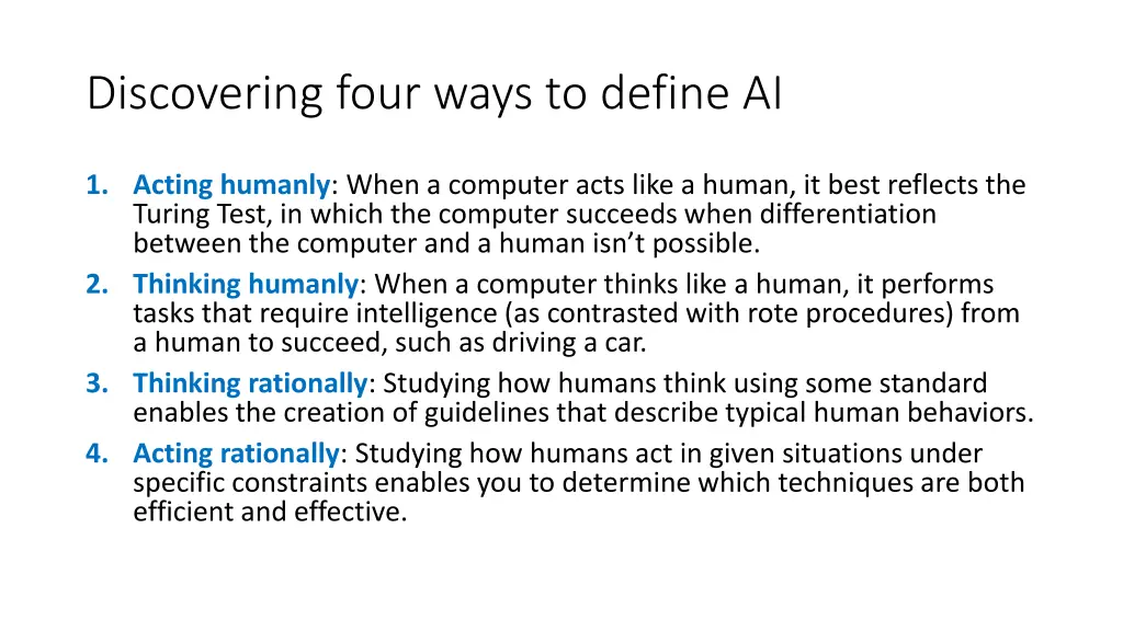 discovering four ways to define ai