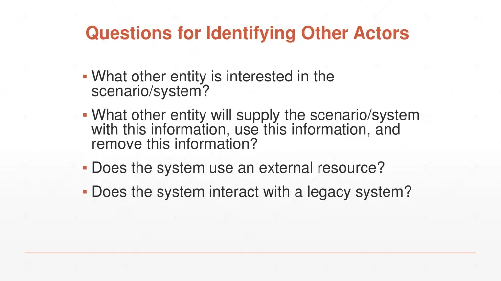 questions for identifying other actors