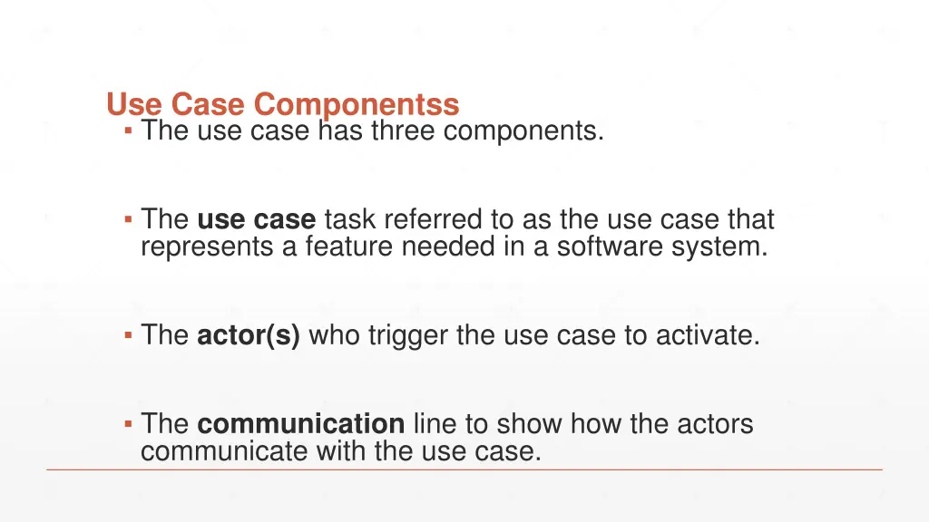 use case componentss the use case has three