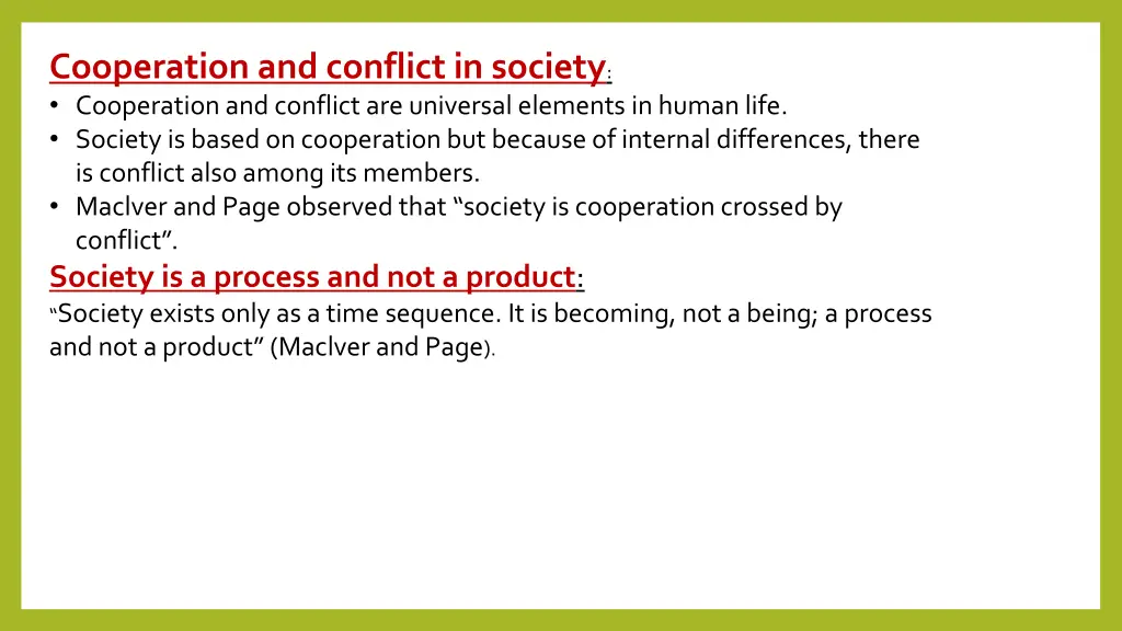 cooperation and conflict in society cooperation