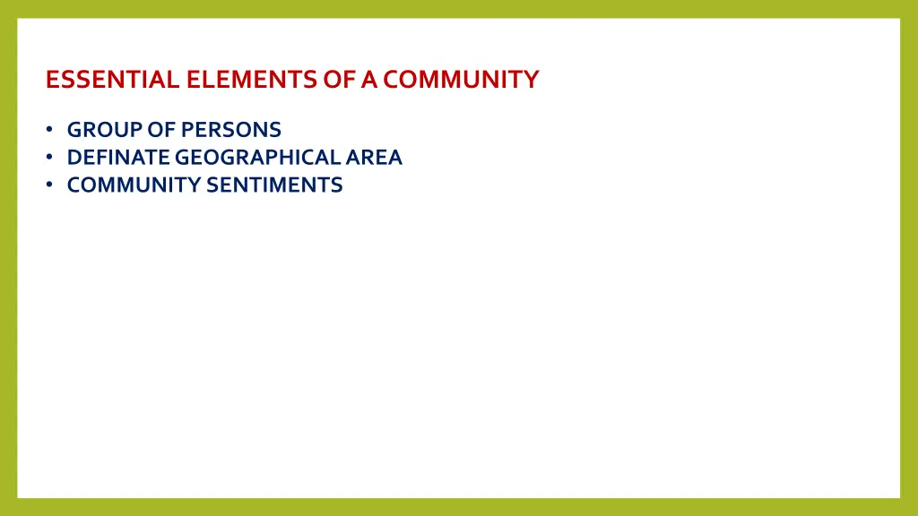 essential elements of a community