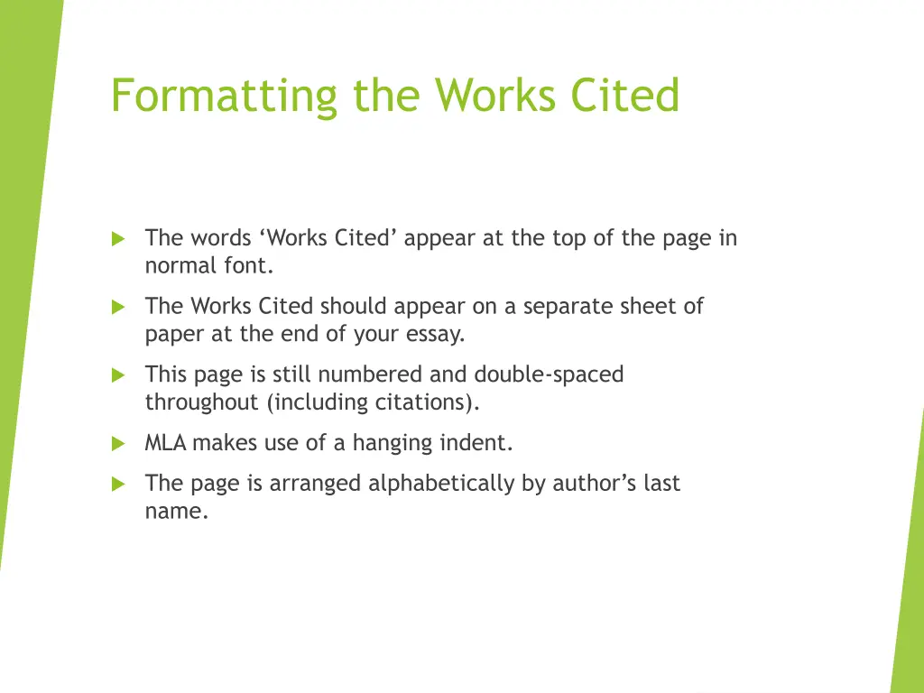 formatting the works cited