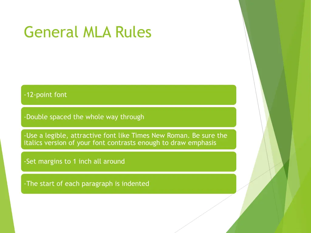 general mla rules