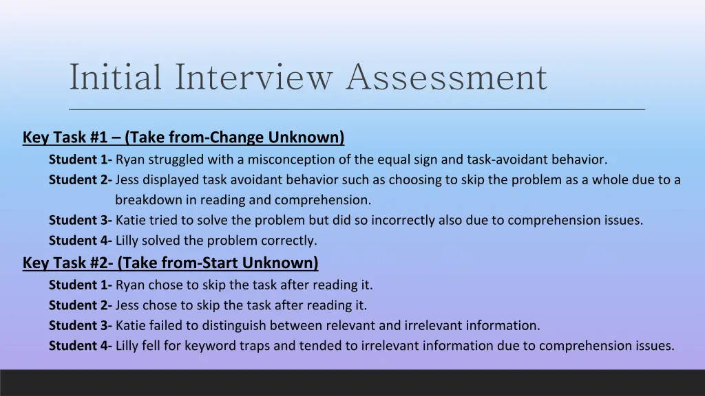 initial interview assessment