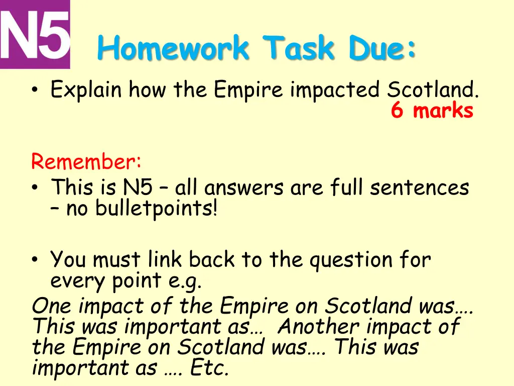 homework task due explain how the empire impacted