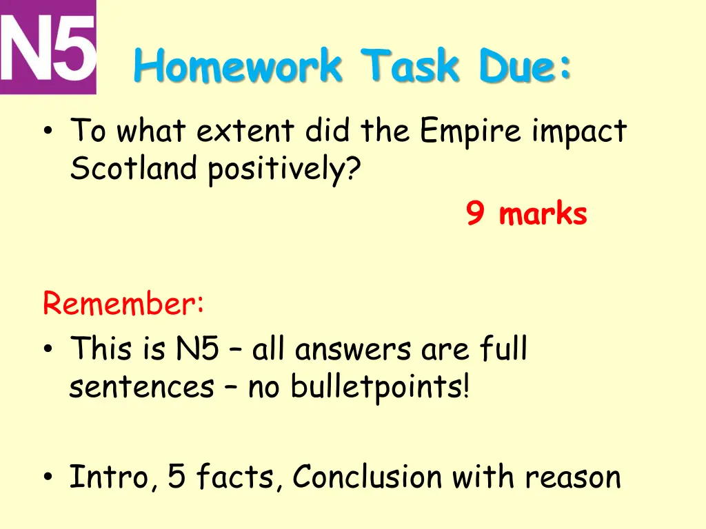 homework task due to what extent did the empire