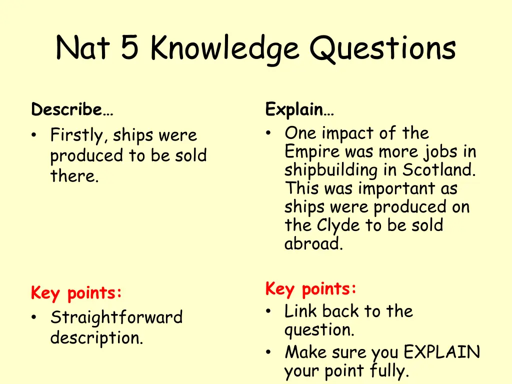 nat 5 knowledge questions