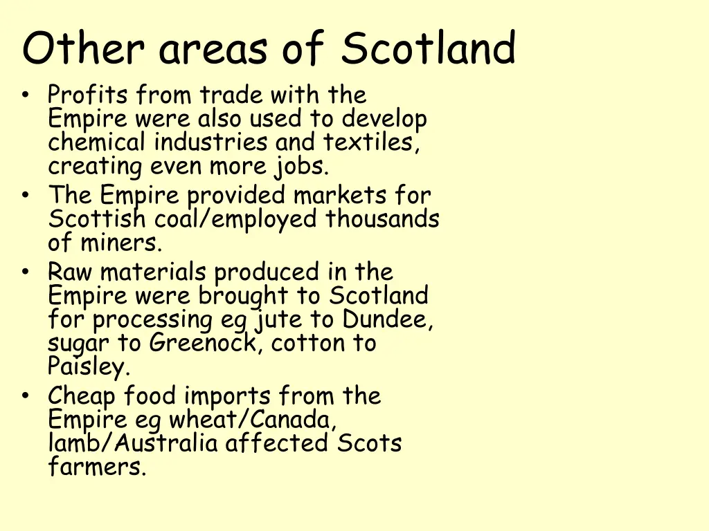 other areas of scotland profits from trade with