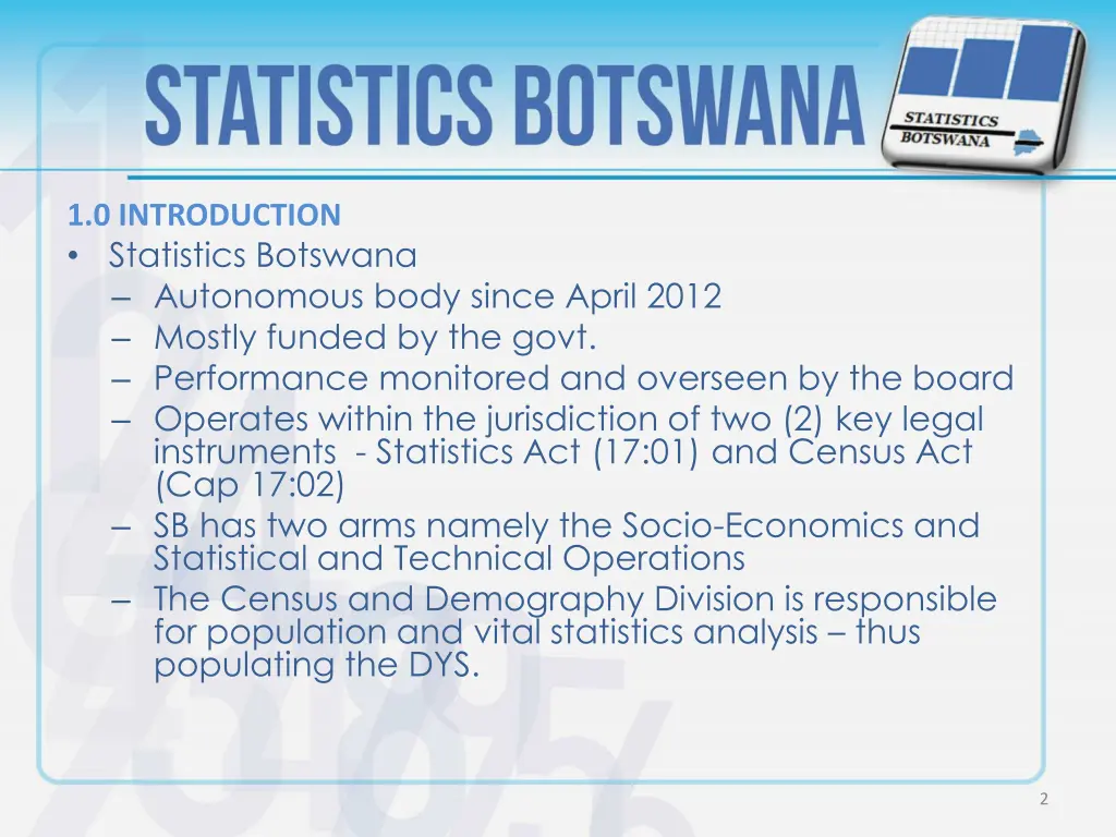 1 0 introduction statistics botswana autonomous