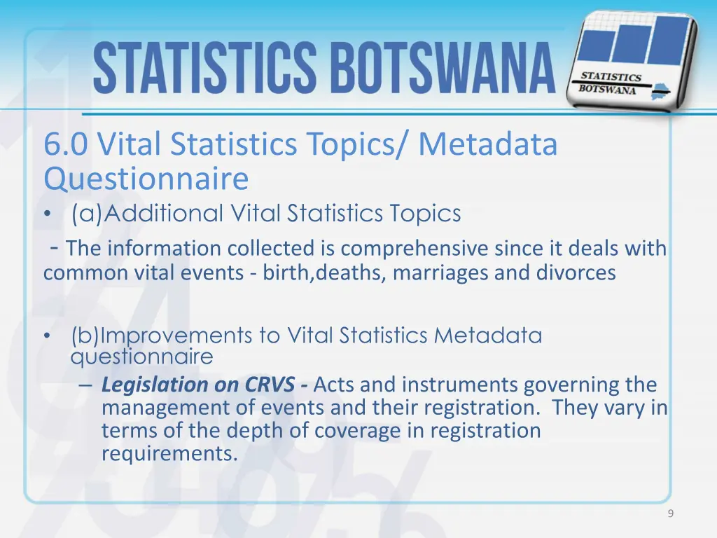 6 0 vital statistics topics metadata