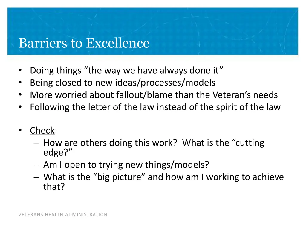 barriers to excellence