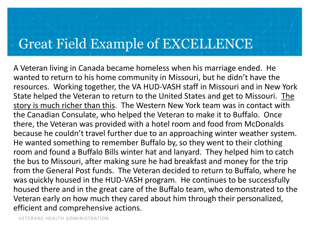 great field example of excellence