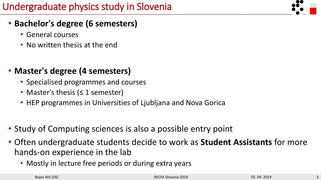 undergraduate physics study in slovenia